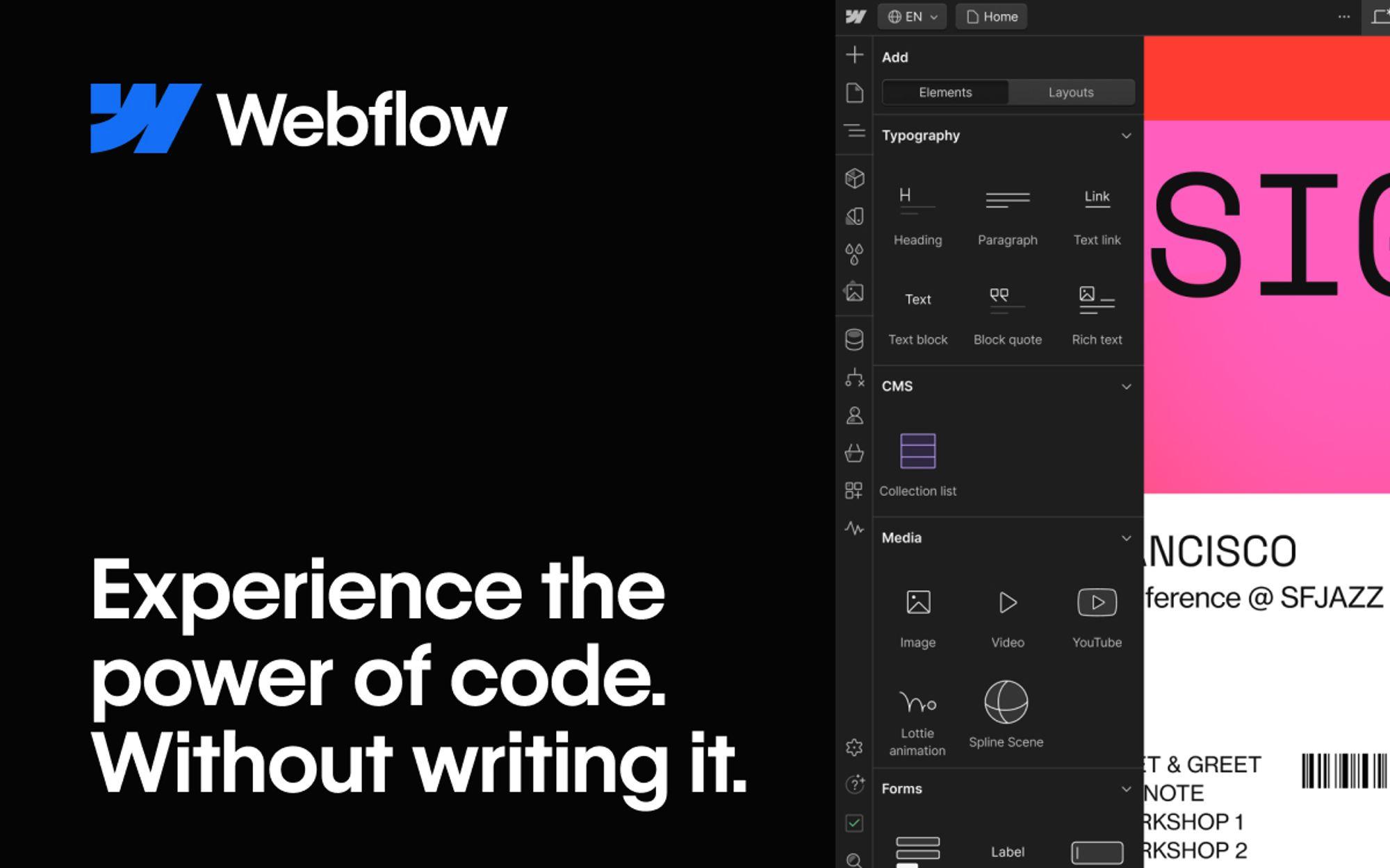 Bring your designs to life with Webflow